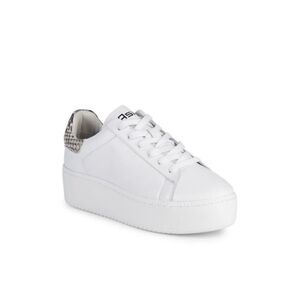 Ash White and Snake Print Platform Sneakers